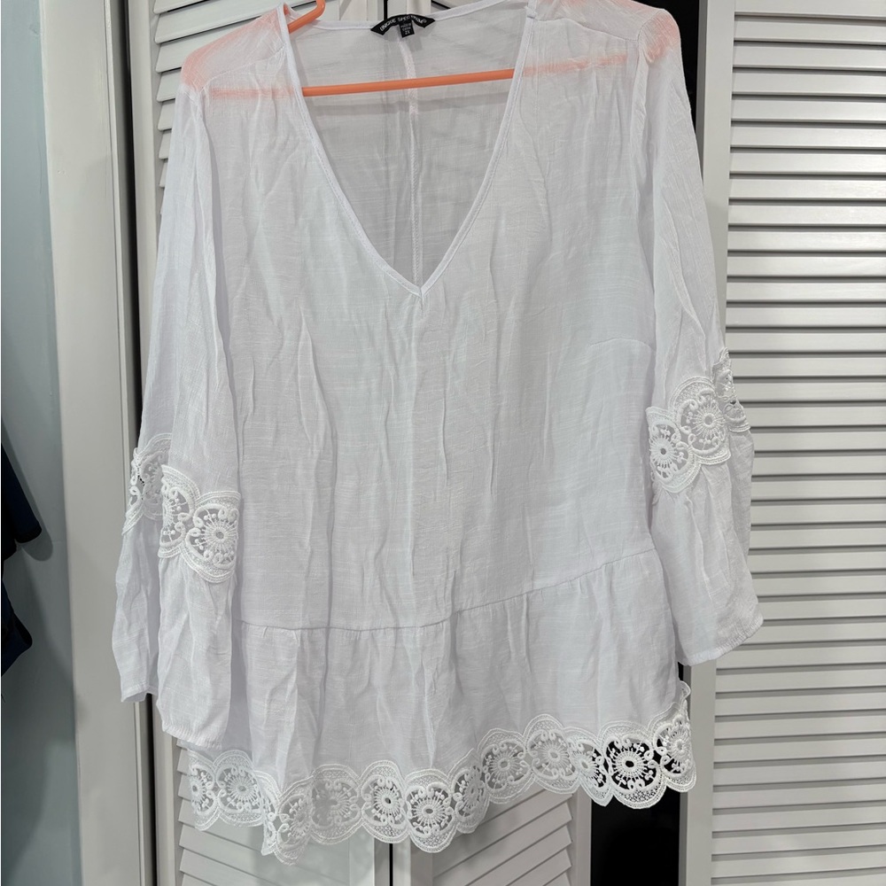 Unique Spectrum White Lace Accent Blouse